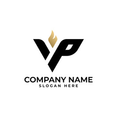 Energetic logo featuring letters "V" and "P" intertwined with a dynamic flame element. The design conveys passion, power, and innovation, for businesses in the energy, technology, or sports sectors.