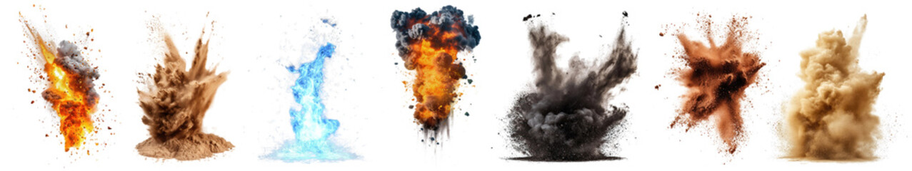 PNG Bomb explosion, element set on transparent background