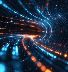 Obraz premium Abstract Digital Light Flow Concept, Generative AI