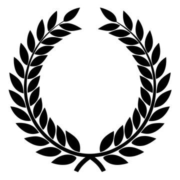 recommend clip art: Set of black and white silhouette circular laurel foliate and wheat wreaths depicting an award achievement