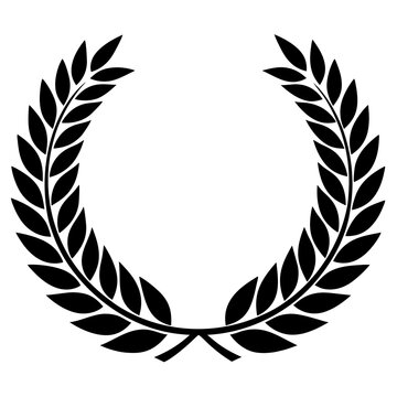 recommend clip art: Set of black and white silhouette circular laurel foliate and wheat wreaths depicting an award achievement