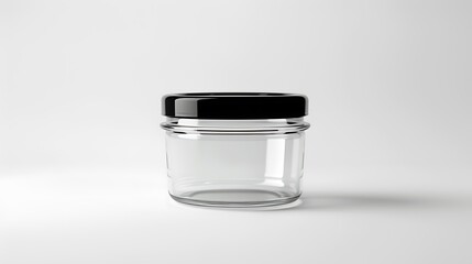 A classic clear glass jar on the beautifull empty background .