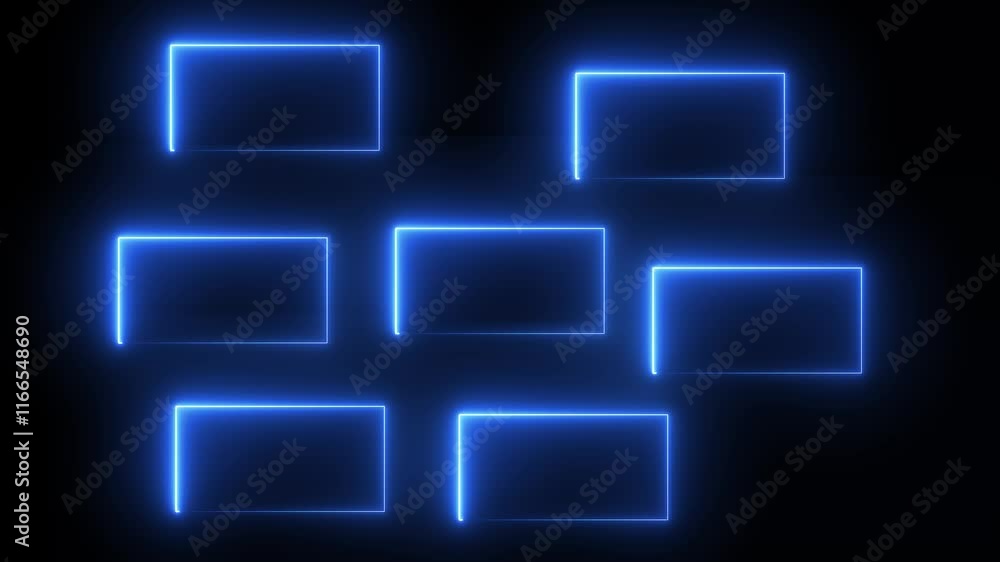 Poster bright neon effect rectangle frame loop background backdrop, background banner box design effect ele