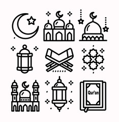 Islamic cute icon line art design