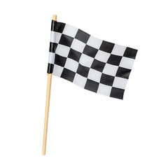Checkered Racing Flag on a Wooden Pole