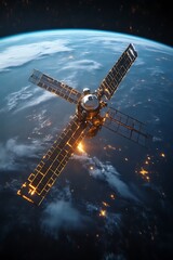 Satellite orbiting Earth at night. (5)