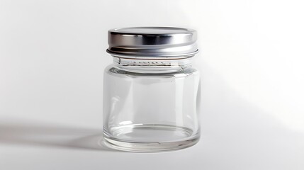 A classic clear glass jar on the beautifull empty background .