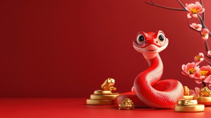 cute snake Chinese New Year atmosphere background