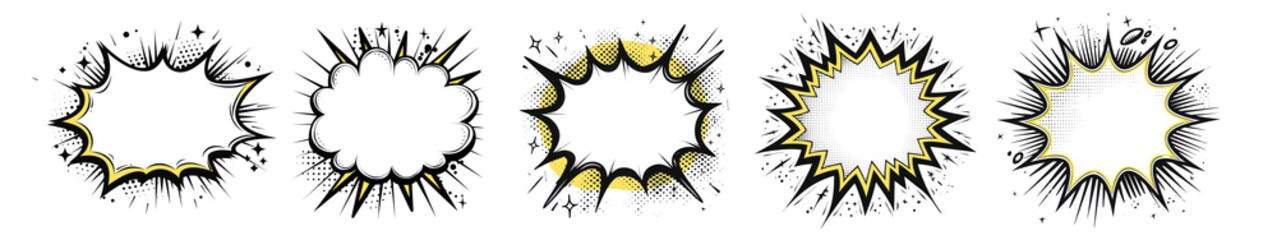 PNG Comic speech bubble set illustration, element set on transparent background