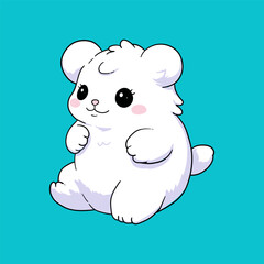 Cute Polar Bear Sitting Cartoon Vector Illustration