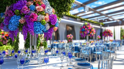 Vibrant Floral Wedding Reception Decor Tablescape Detail