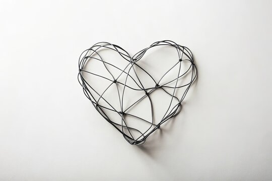 Minimalist Line Art Heart Doodle - Simple Love Graphic Design Stock Photo