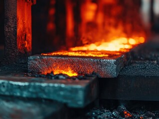 Hot and melting steel in a metallurgy factory.