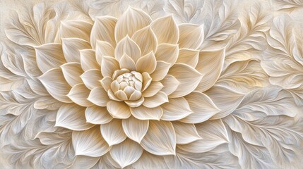 Elegant Beige Flower Blossom Intricate Floral Design High Resolution Botanical Art