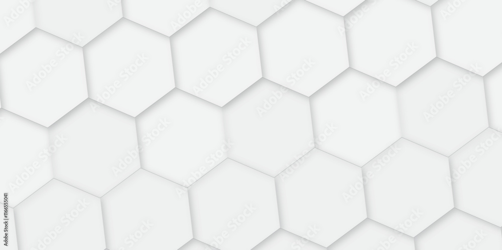 Poster abstract background white, gray hexagon with seamless geometric pattern texture design. futuristic g