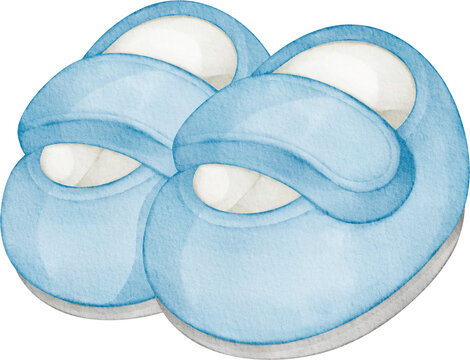blue baby shoes watercolor style clip art preview
