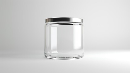 A classic clear glass jar on the beautifull empty background .