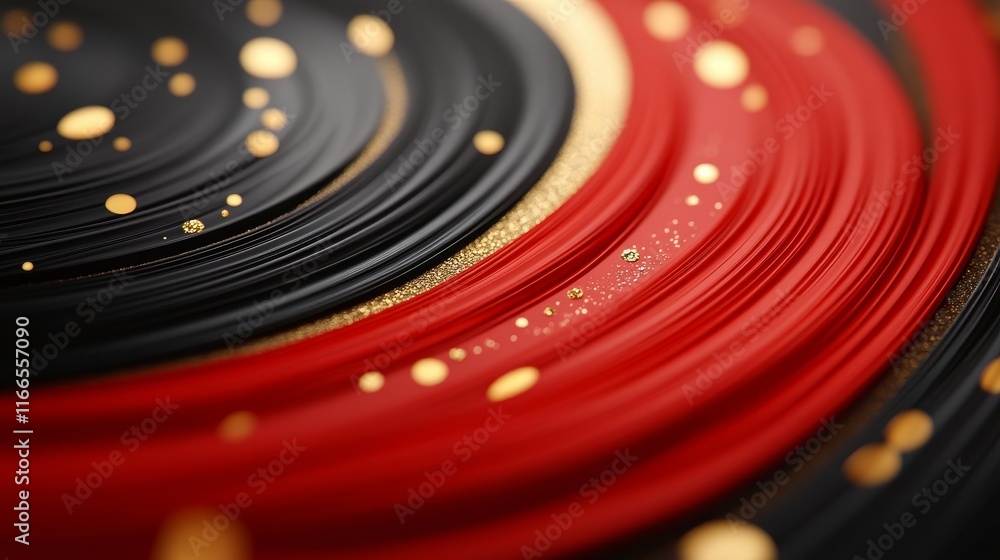 Poster a vibrant swirl of black, red, and gold, creating a dynamic and modern abstract pattern for creative