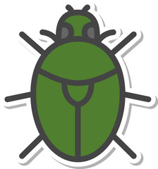 ステッカー風ミニ昆虫の単品アイコン　カナブン