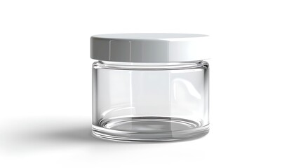 A classic clear glass jar on the beautifull empty background .