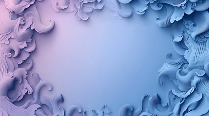 Abstract Blue and Purple Swirling Wave Frame Design