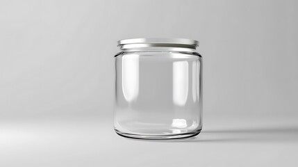 A classic clear glass jar on the beautifull empty background .