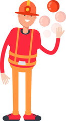 Firefighter Character Playing Ball
