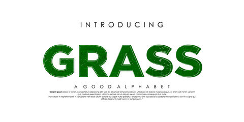 Editable Grass Text effect vectore illustration. Eco-text effect