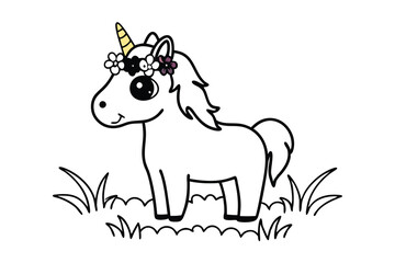 A small pink unicorn adorned B.eps