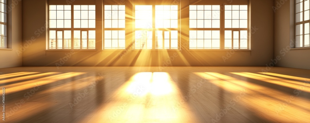 Poster sunlight streams through spacious windows, creating a warm and inviting atmosphere in a contemporary