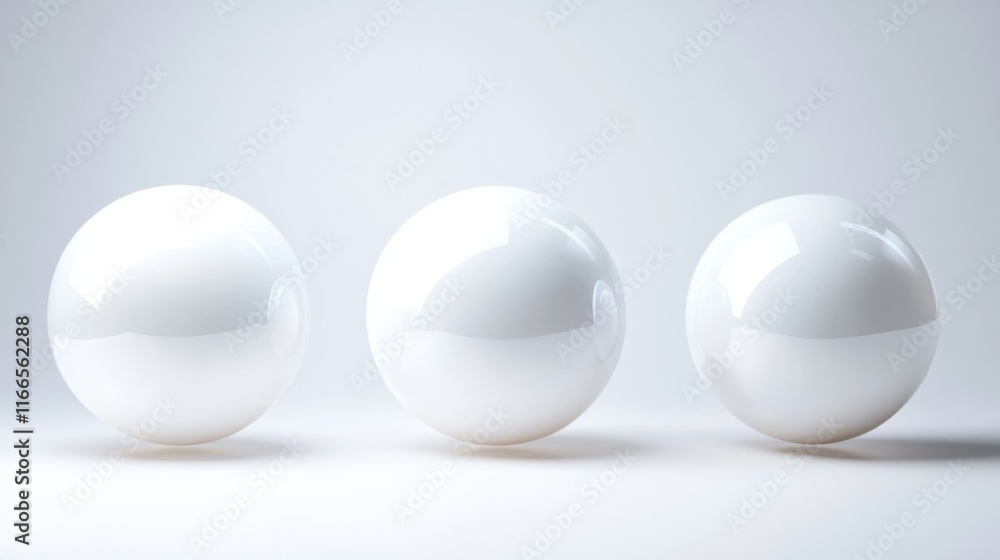 Poster three glossy white spheres arranged on a minimalistic background showcasing elegance and simplicity 