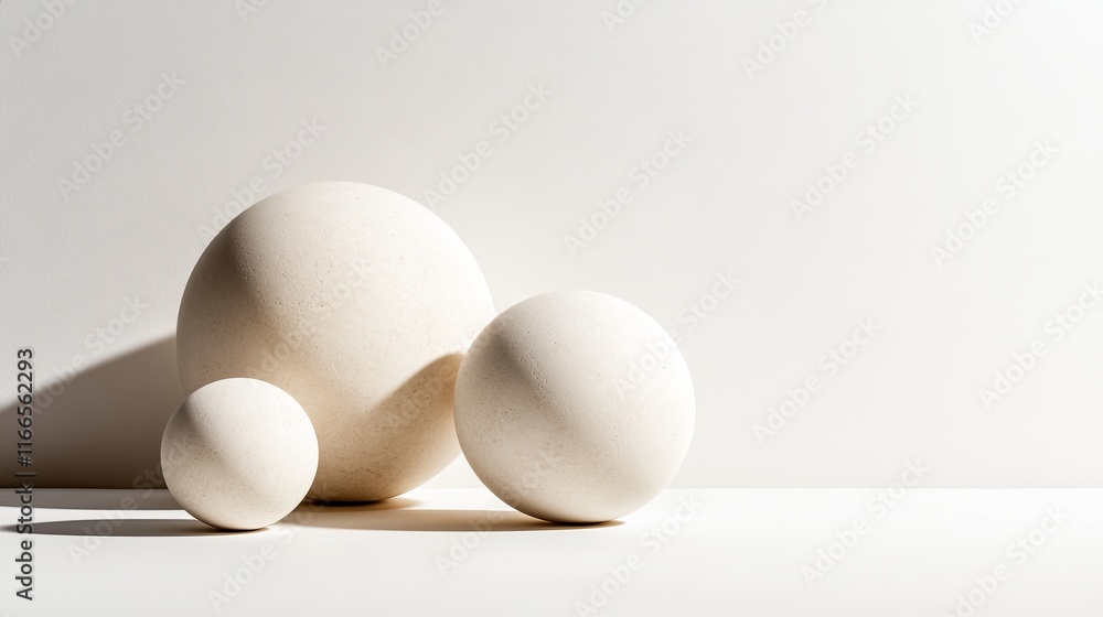 Aufkleber three smooth, spherical shapes in varying sizes create a minimalist and modern aesthetic against a s