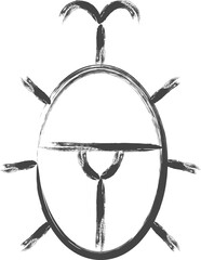筆書きミニ昆虫の単品アイコン　カブトムシ