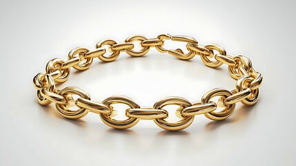 Bracelet made of gold on a white background.