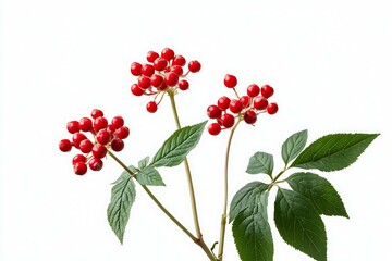 Branch with red berries on a white background
