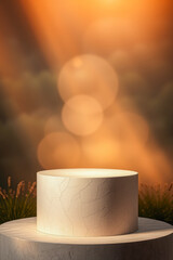 illuminated cylindrical platform with textured surface