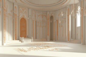 Fototapeta premium A beautifully designed interior space with intricate orange details and elegant architecture.