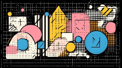 Abstract Geometric Composition Featuring Bold Colors and Shapes