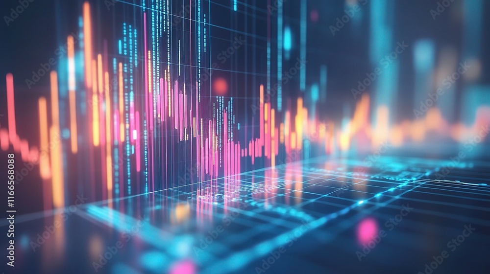 Poster abstract high-tech digital background with colorful lines and patterns