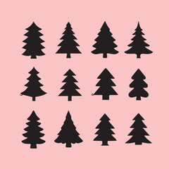 Collection of Black Silhouette Trees