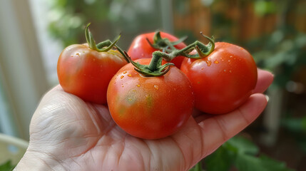 Fresh tomatoes picked from the bush