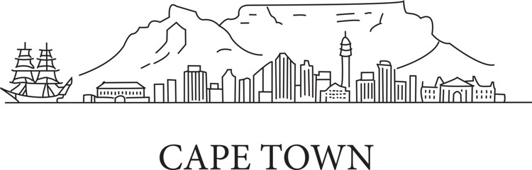 Cape Town City Line Draw Simple Minimalist