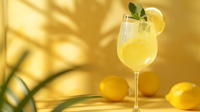 Limoncello Spritz cocktail isolated on a random background