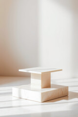 two-layered square marble pedestal sunlight