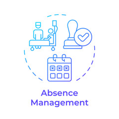Absence management blue gradient concept icon. Control staff leaving in company. Operational HR purpose. Round shape line illustration. Abstract idea. Graphic design. Easy to use in brochure