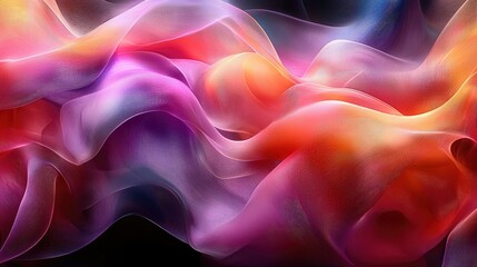 Obraz premium A vibrant, flowing abstract design with soft, colorful waves and textures.