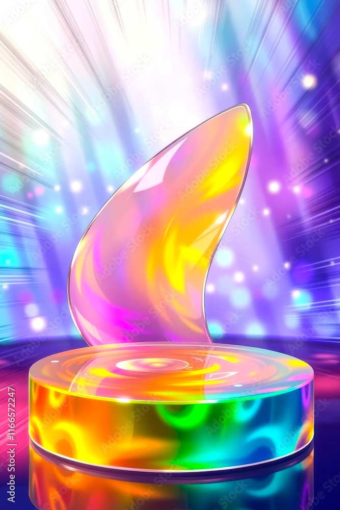 Poster multicolored glass structure with dynamic rays