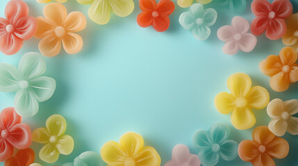Colorful Pop Cute Flower Frame Background
