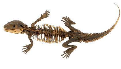 Obraz premium Lizard skeleton, dorsal view, showing detailed bone structure.