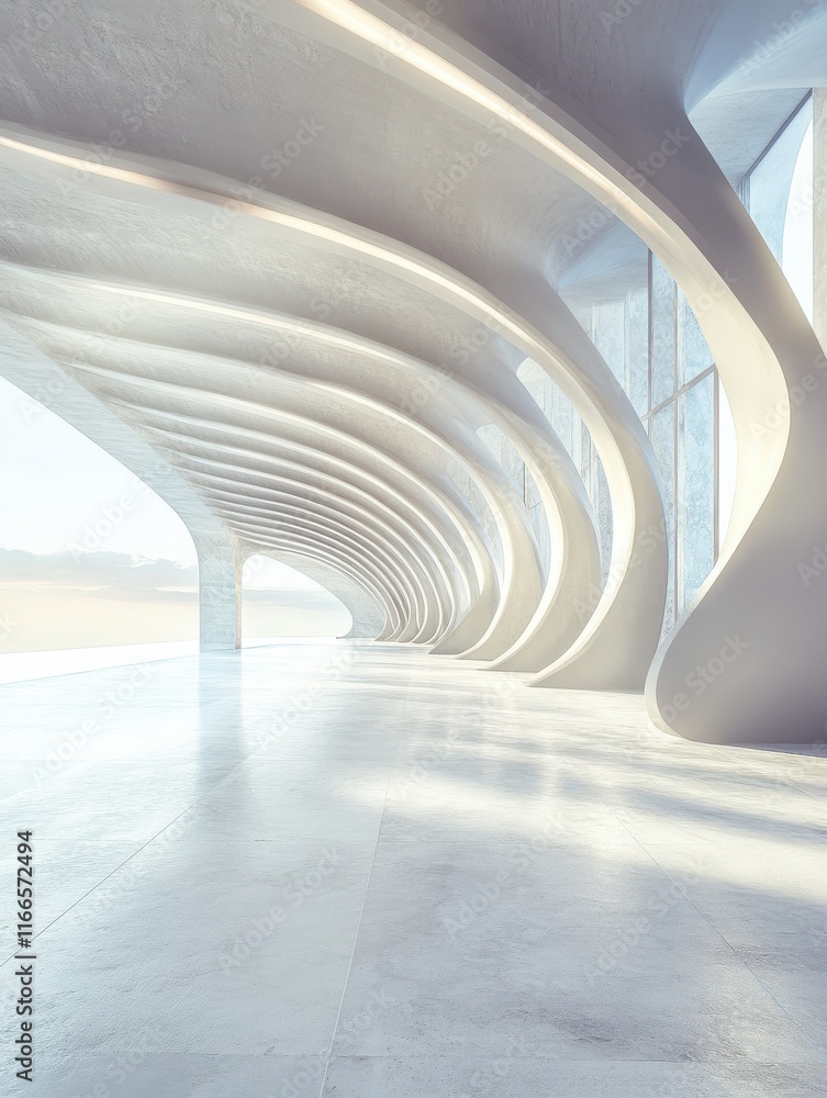 Poster abstract modern architecture background, empty open space interior. 3d rendering